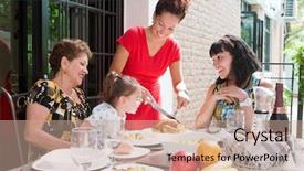  Presentation with beautiful hispanic woman - Cool new presentation with a toddler enjoying lunch backdrop and a coral colored foreground