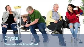  Presentation with welfare - Amazing PPT theme having a toddler in waiting backdrop and a ocean colored foreground