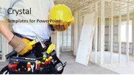  Presentation with handyman service - Slide deck with a tool belt house background and a yellow colored foreground