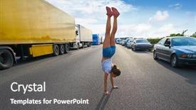  Presentation with traffic congestion - PPT layouts having a traffic jam road background and a gray colored foreground