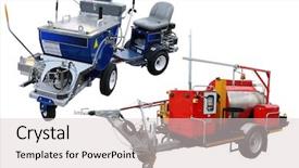  Presentation with machines - Colorful presentation design enhanced with a traffic lane marking backdrop and a lemonade colored foreground