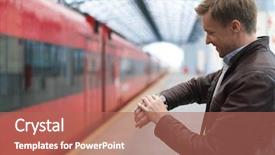  Presentation with waiting - Presentation having a train at station background and a coral colored foreground