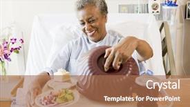  Presentation with hospital bed - Cool new PPT theme with a tray of food backdrop and a coral colored foreground