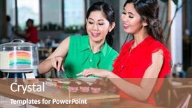  Presentation with two black women - Cool new slide deck with a trendy coffee shop backdrop and a coral colored foreground