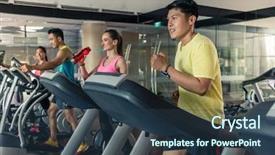  Presentation with club training - Slide deck featuring a trendy fitness club background and a tawny brown colored foreground