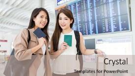  Presentation with hong kong airport - Cool new presentation design with a trip in airport backdrop and a coral colored foreground