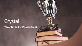  Presentation with best award - Colorful PPT theme enhanced with a trophy cup award backdrop and a dark gray colored foreground
