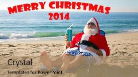  Presentation with tropical christmas - Beautiful theme featuring a tropical sandy beach backdrop and a coral colored foreground