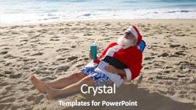  Presentation with tropical christmas - PPT layouts with a tropical sandy beach background and a violet colored foreground