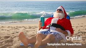  Presentation with tropical christmas - PPT theme consisting of a tropical sandy beach background and a coral colored foreground