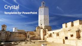  Presentation with morocco culture - PPT theme consisting of mazagan el jadida morocco background and a ocean colored foreground