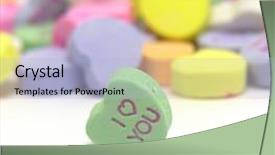  Presentation with candy heart - Presentation theme featuring a valentine heart candy background and a light blue colored foreground