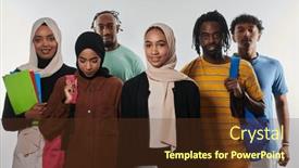  Presentation with educational technology - Presentation theme with a-vibrant-display-of-educational background and a tawny brown colored foreground