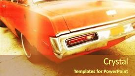  Presentation with vintage car - Cool new slide set with a vintage american car backdrop and a tawny brown colored foreground