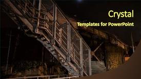  Presentation with city moon - Cool new presentation design with a vintage railway bridge backdrop and a wine colored foreground