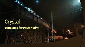  Presentation with city moon - Presentation with a vintage railway bridge background and a wine colored foreground