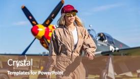  Presentation with aircraft modeling - PPT theme with a vintage wwii aircraft background and a coral colored foreground