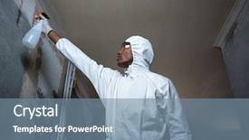  Presentation with chemical safety - PPT theme featuring a wall at home background and a seafoam green colored foreground