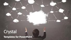  Presentation with cloud technology - Beautiful presentation design featuring a wall with cloud backdrop and a dark gray colored foreground