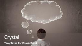  Presentation with thought - Colorful presentation theme enhanced with a wall with cloud backdrop and a gray colored foreground