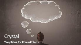  Presentation with office chair - Amazing PPT theme having a wall with cloud backdrop and a dark gray colored foreground