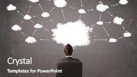  Presentation with mobile technology - PPT layouts with a wall with cloud background and a dark gray colored foreground