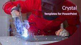  Presentation with gun - Theme featuring a welding gun electrode background and a wine colored foreground