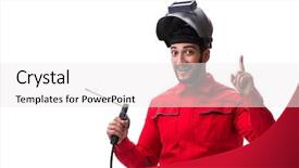  Presentation with welding - Presentation theme with a welding gun electrode background and a white colored foreground