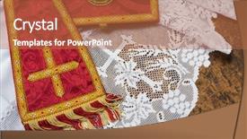  Presentation with damask - Slide deck consisting of stole - 19th century red damask chalice background and a coral colored foreground