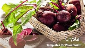  Presentation with beetroot - Beautiful PPT theme featuring a wnite wooden table backdrop and a coral colored foreground
