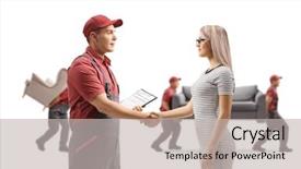  Presentation with helping others two hands woman - Audience pleasing slides consisting of a woman and movers backdrop and a light gray colored foreground