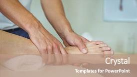  Presentation with physiotherapist - PPT theme enhanced with a woman in clinic background and a coral colored foreground