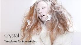  Presentation with creative - PPT theme featuring a woman in elaborate background and a  colored foreground