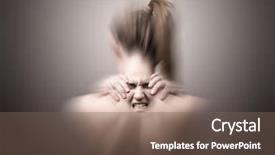  Presentation with muscle - Amazing PPT theme having woman indicating neck pain backdrop and a violet colored foreground