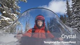  Presentation with riding jetski - Theme featuring a woman riding snowmobile background and a gray colored foreground