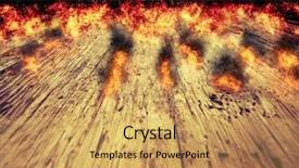  Presentation with flames - Slide set consisting of a wood table background background and a yellow colored foreground