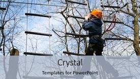  Presentation with obstacle course - Beautiful PPT theme featuring a wooden abstacle course backdrop and a light blue colored foreground