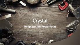  Presentation with tools - Colorful PPT theme enhanced with a wooden background process backdrop and a gray colored foreground