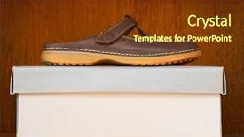  Presentation with brown leather - Slides enhanced with a wooden shelf display background and a tawny brown colored foreground