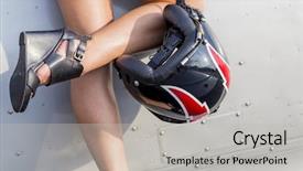  Presentation with pilot - PPT theme featuring a ww ii aircraft background and a light gray colored foreground