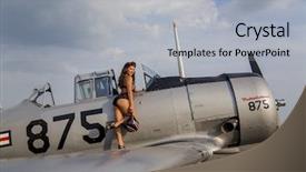  Presentation with pilot - Amazing PPT theme having a ww ii aircraft backdrop and a light gray colored foreground