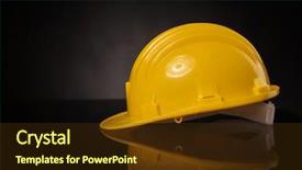  Presentation with safety construction - Colorful slide deck enhanced with a yellow construction safety backdrop and a tawny brown colored foreground