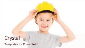  Presentation with hat - Theme having a yellow hard hat background and a sky blue colored foreground