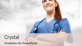  Presentation with nurse - Slide deck consisting of a young beautiful nurse background and a lemonade colored foreground
