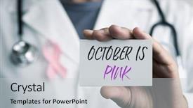  Presentation with events pink - Colorful slide deck enhanced with a young caucasian doctor backdrop and a light gray colored foreground