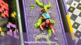  Presentation with indoor rock climbing - Audience pleasing presentation design consisting of a young child climbing backdrop and a violet colored foreground