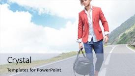  Presentation with fashion - Audience pleasing slide set consisting of a young fashion man backdrop and a light blue colored foreground