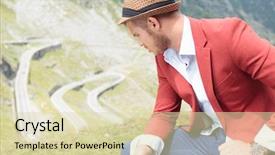  Presentation with fashion - Audience pleasing slide set consisting of a young fashion man backdrop and a soft green colored foreground