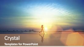  Presentation with sunset beach - Cool new presentation theme with a young girl running backdrop and a coral colored foreground
