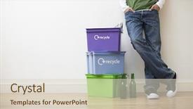  Presentation with recycling - Cool new slide set with a young man leaning backdrop and a lemonade colored foreground